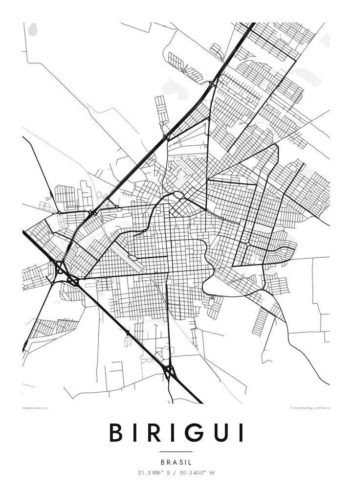 Pôster mapa de Birigui — Classic