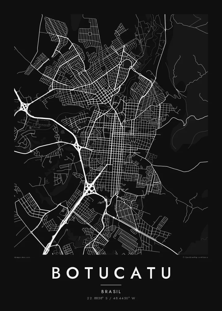 Pôster mapa de Botucatu — Noir