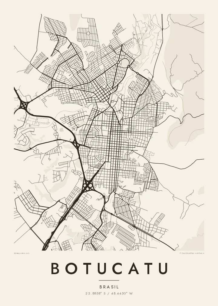 Pôster mapa de Botucatu — Paper