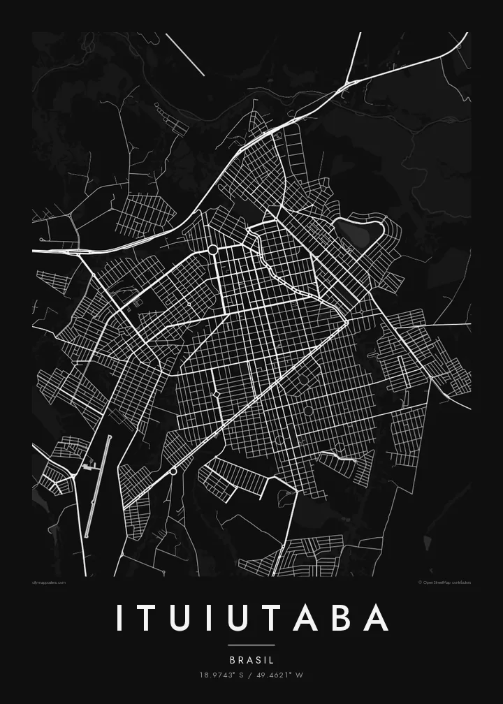 Pôster mapa de Ituiutaba — Noir