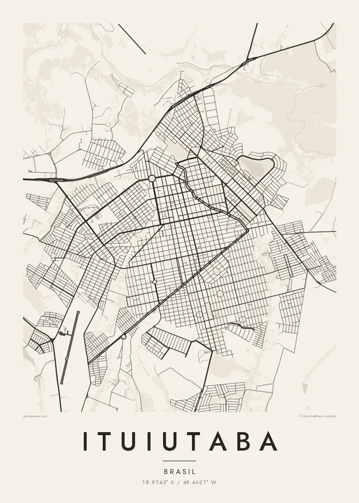 Pôster mapa de Ituiutaba — Paper