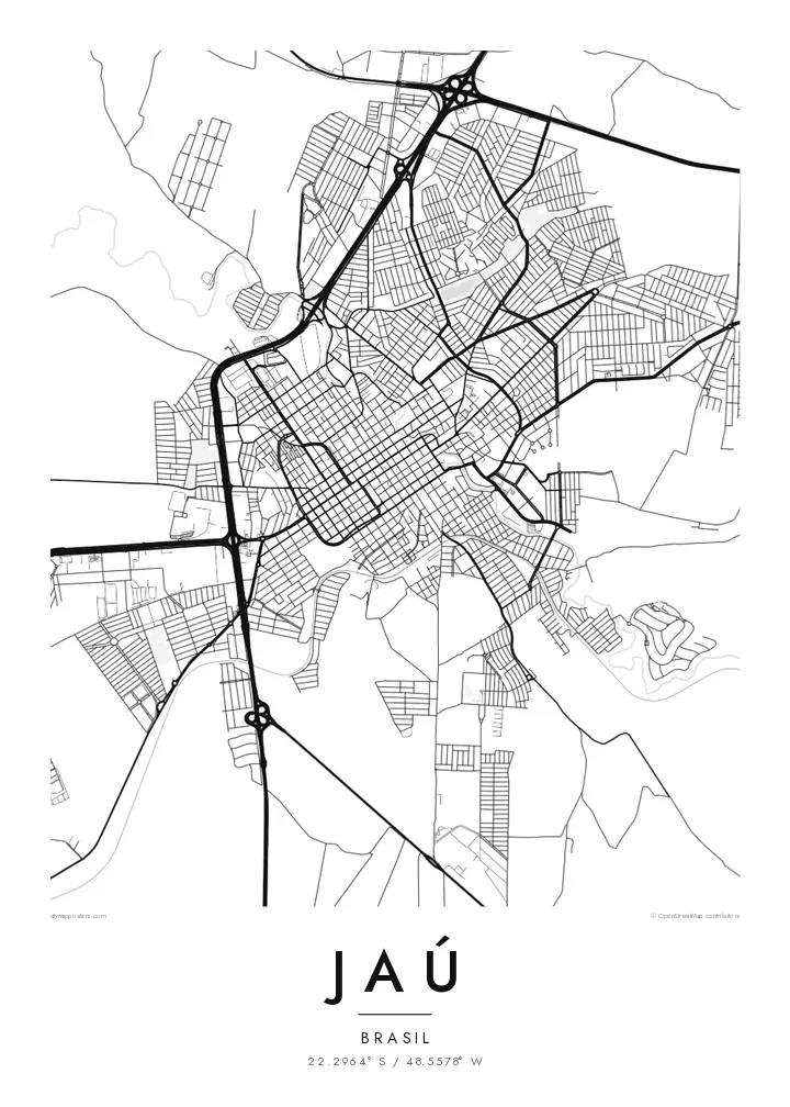 Pôster mapa de Jaú — Classic
