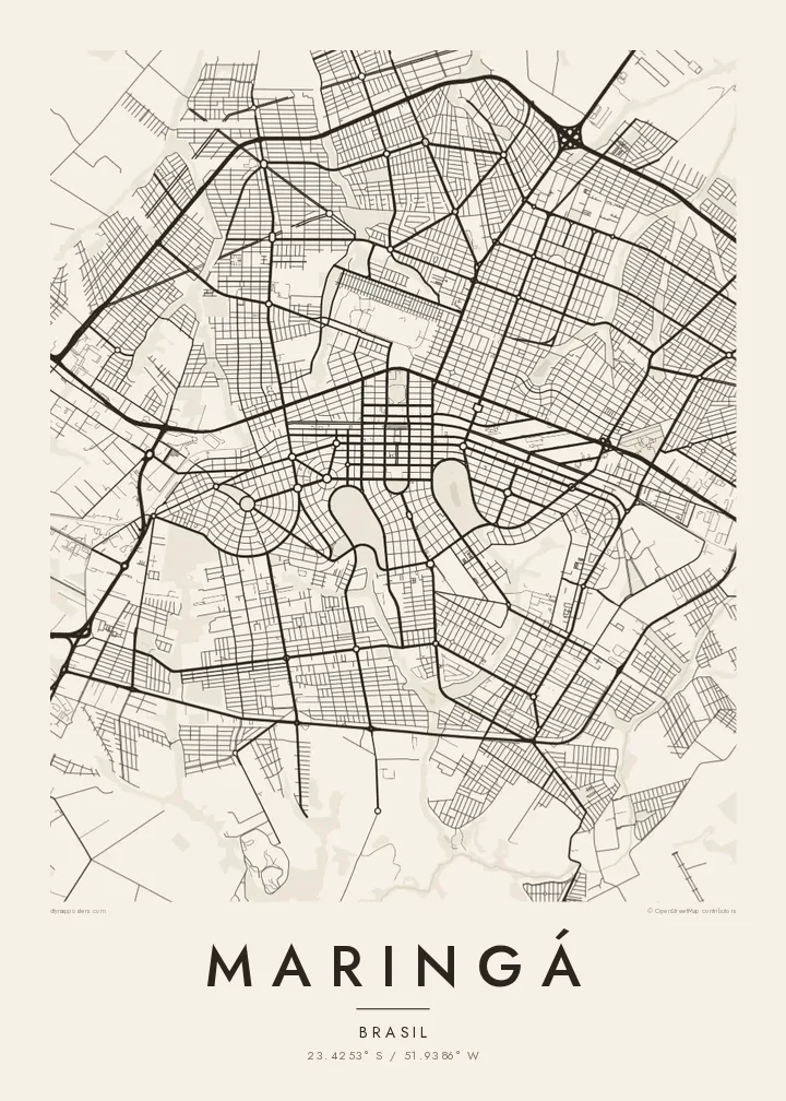Pôster mapa de Maringá — Paper