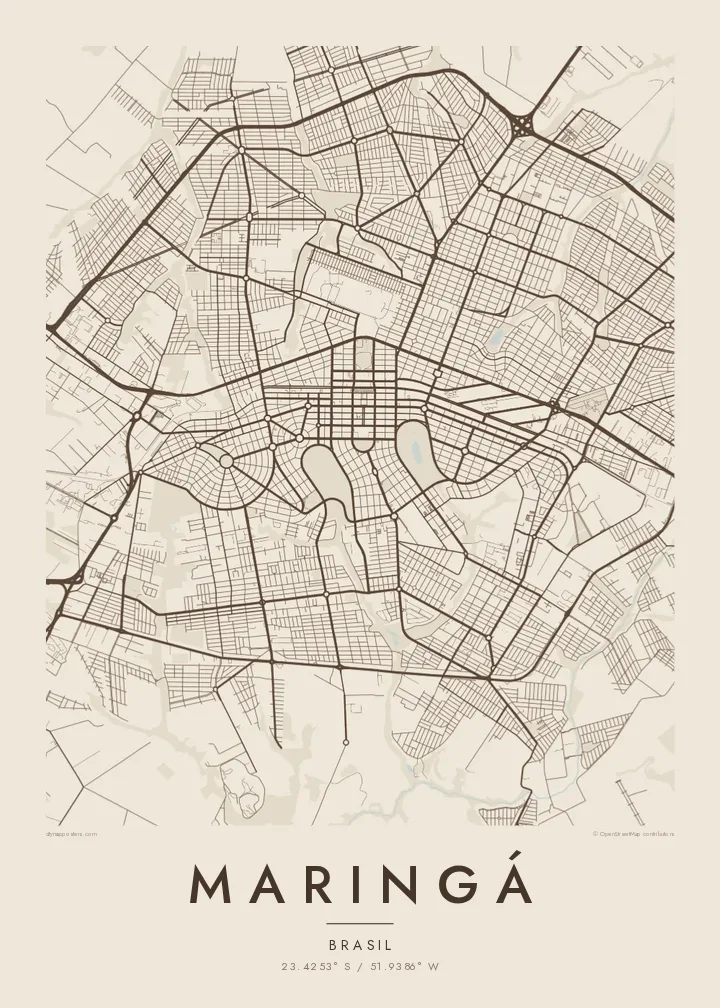 Pôster mapa de Maringá — Sand