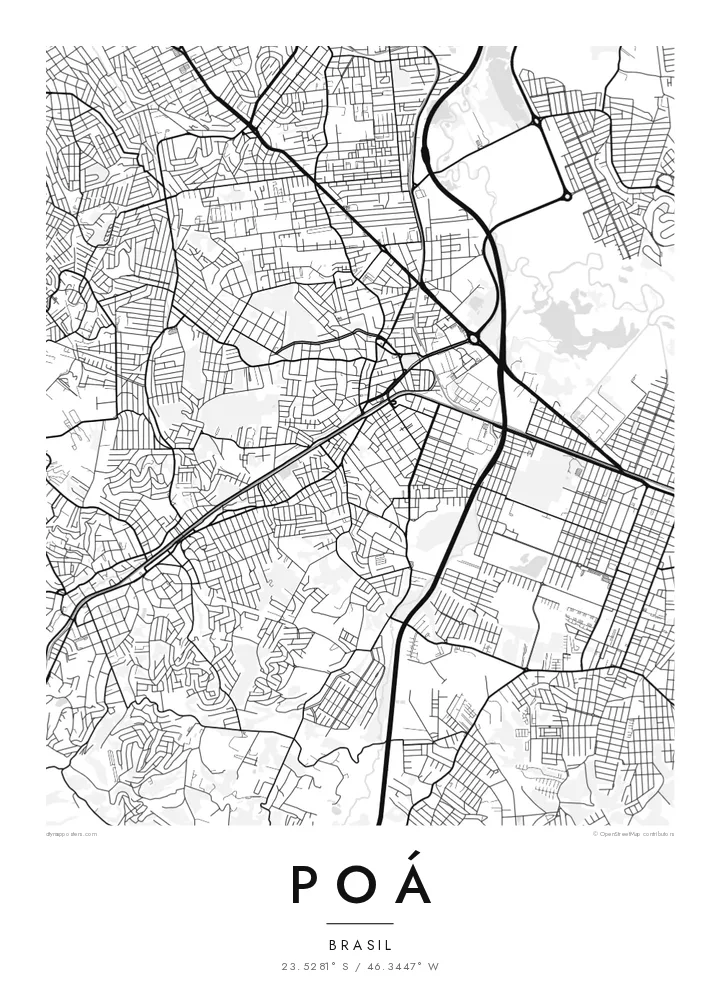 Pôster mapa de Poá — Classic