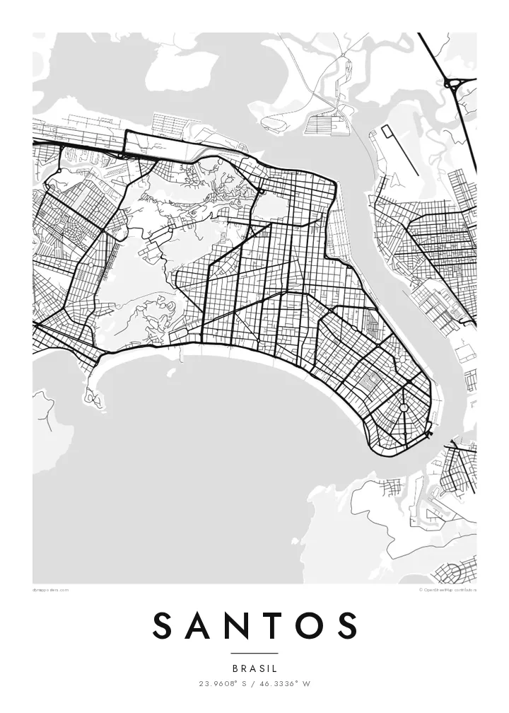 Pôster mapa de Santos — Classic