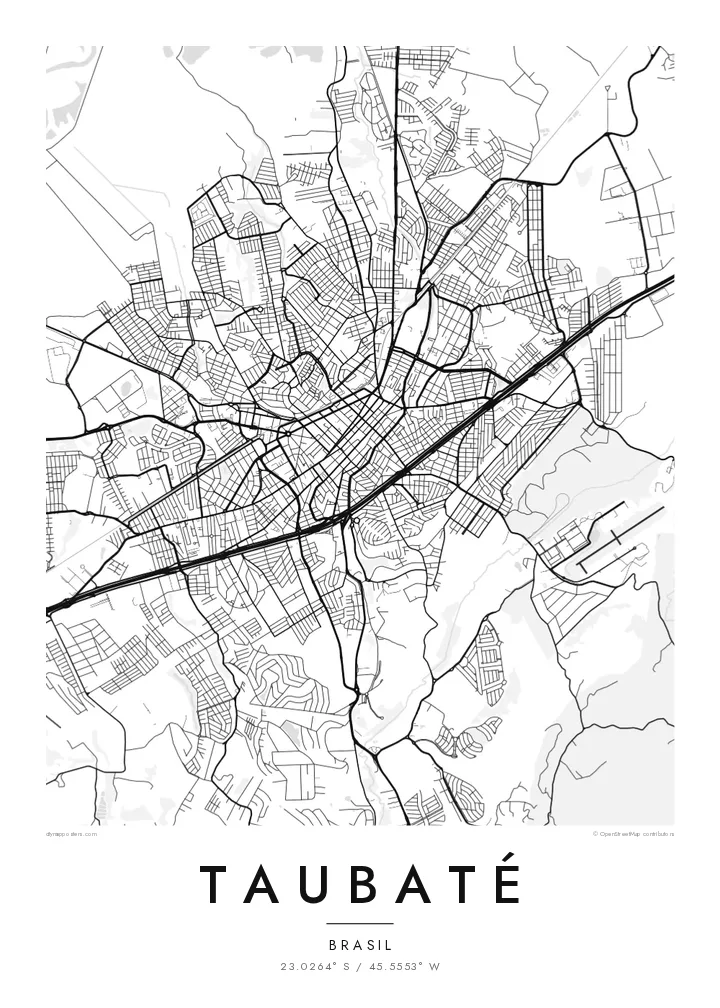 Pôster mapa de Taubaté — Classic