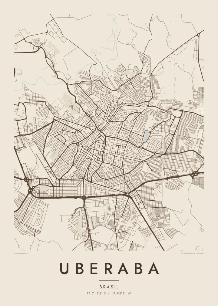Pôster mapa de Uberaba — Sand