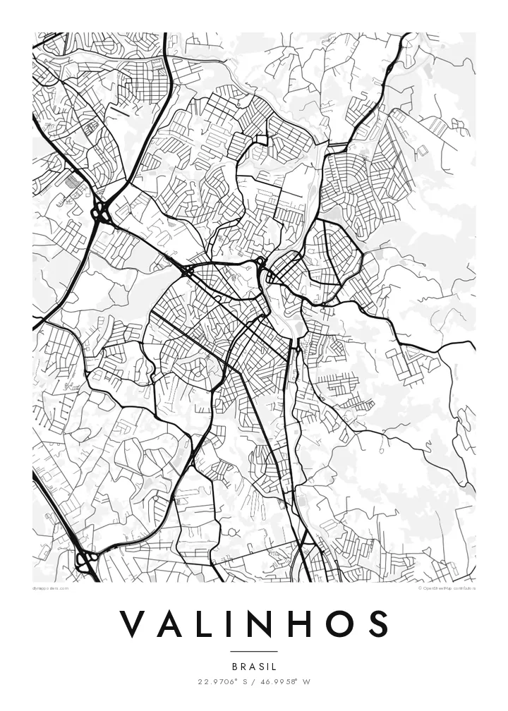 Pôster mapa de Valinhos — Classic
