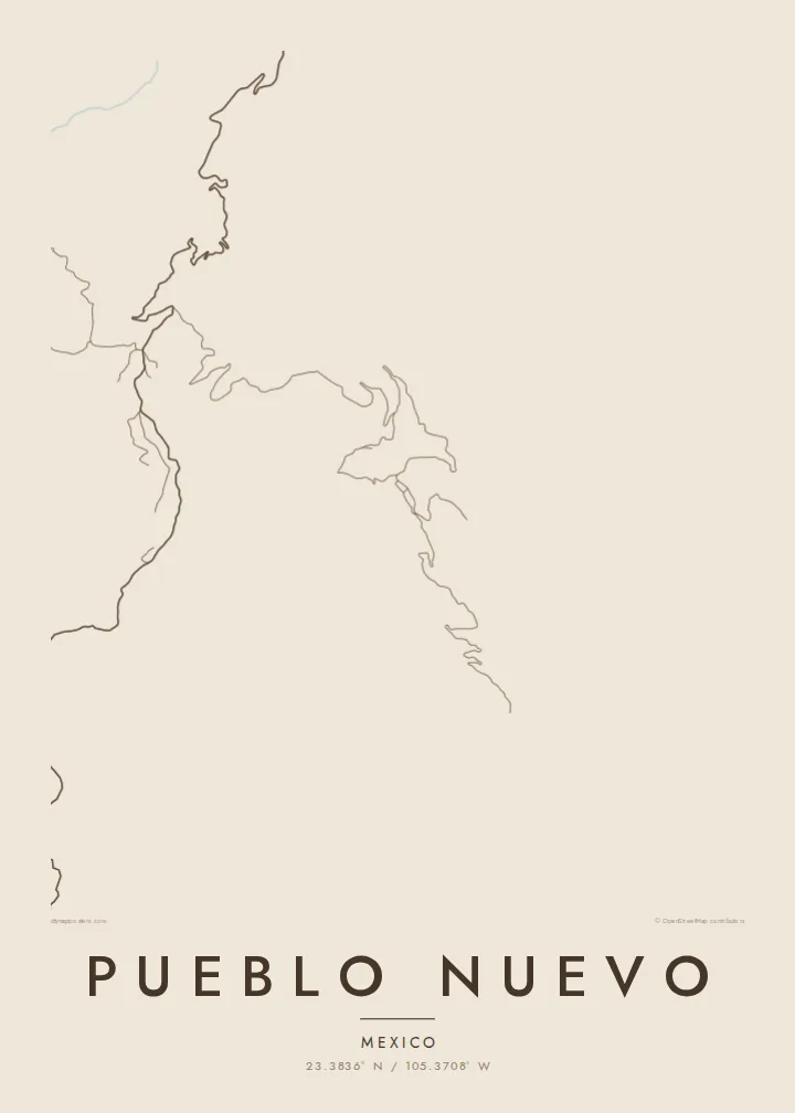 Pueblo Nuevo map poster — Sand style