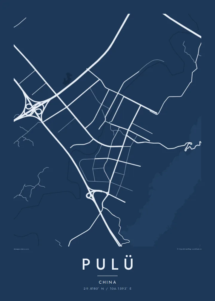 Pulü map poster — Blueprint style