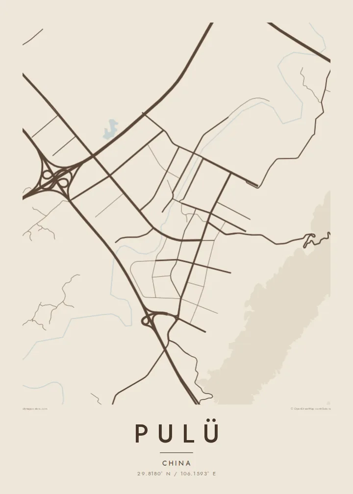 Pulü map poster — Sand style