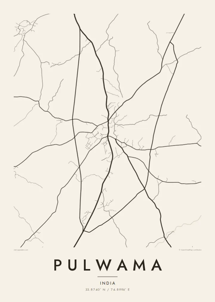 Pulwama map poster — Paper