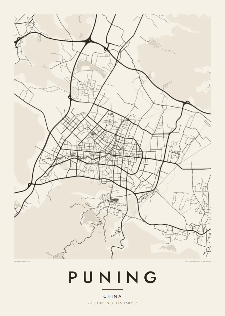 Puning map poster — Paper style