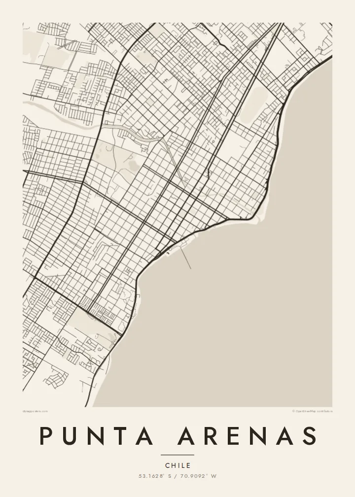 Punta Arenas map poster — Paper