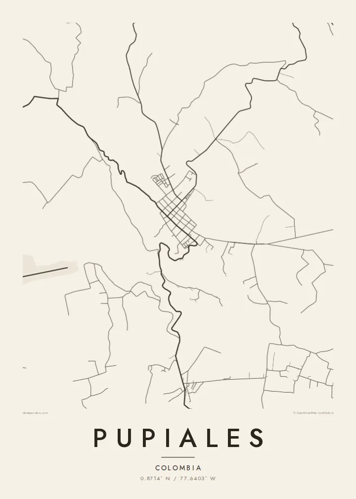 Pupiales map poster — Paper
