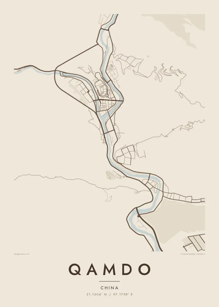 Qamdo map poster — Sand style