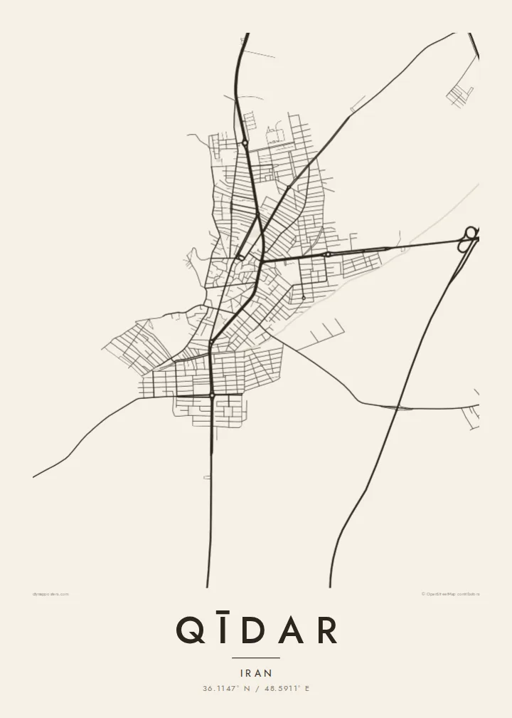 Qīdar map poster — Paper style