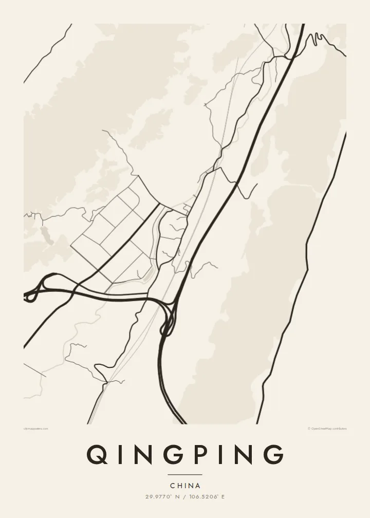 Qingping map poster — Paper style