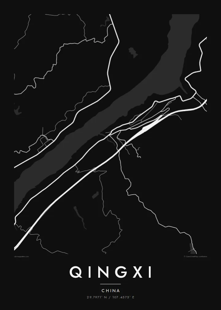 Qingxi map poster — Noir
