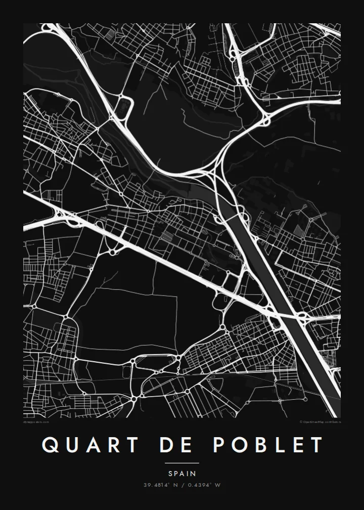 Quart de Poblet map poster — Noir