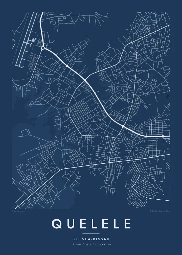 Quelele map poster — Blueprint style