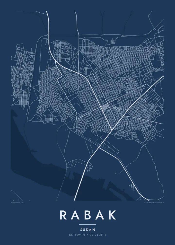 Rabak map poster — Blueprint style