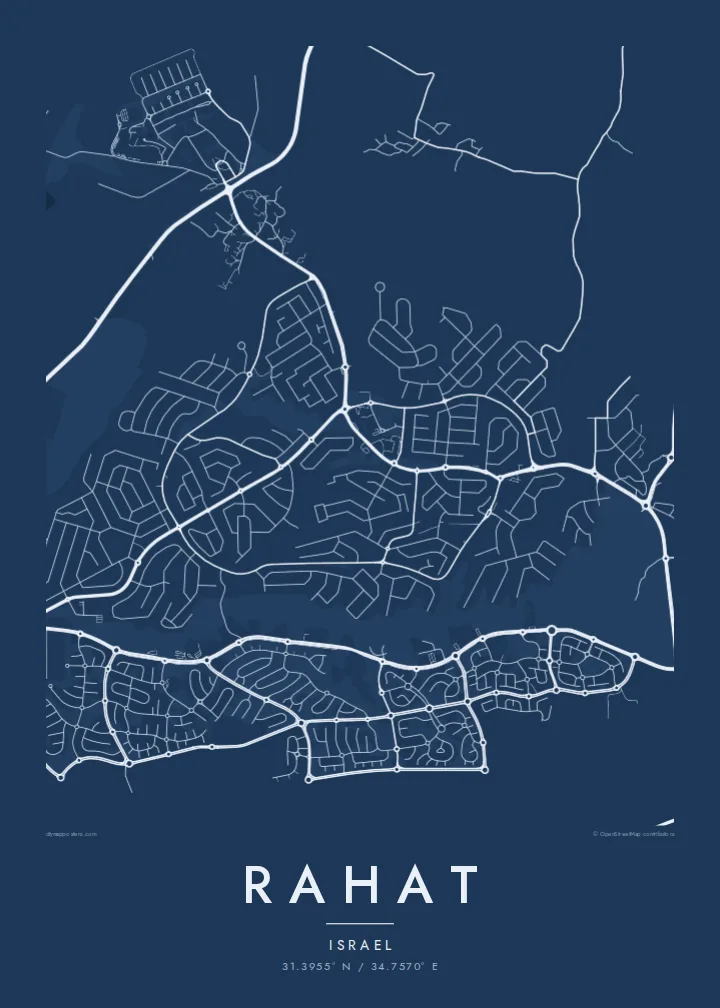 Rahat map poster — Blueprint style