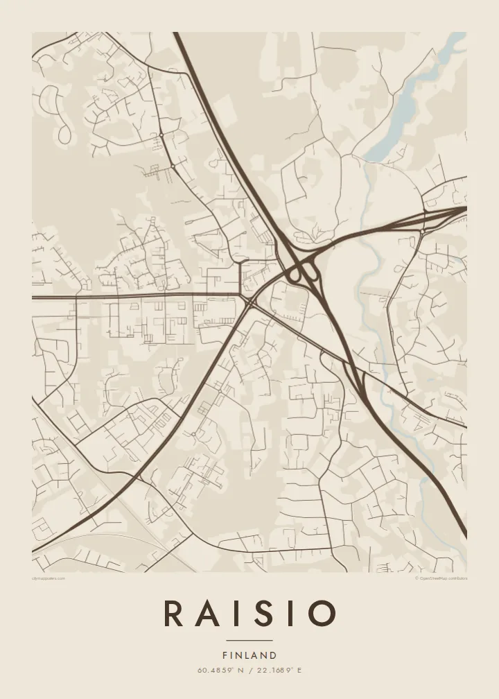 Raisio map poster — Sand