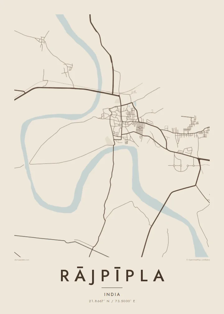 Rājpīpla map poster — Sand style