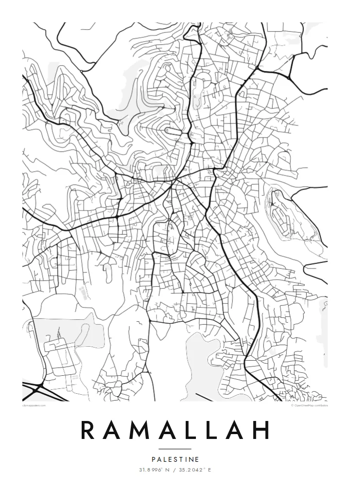 Ramallah map poster — Classic