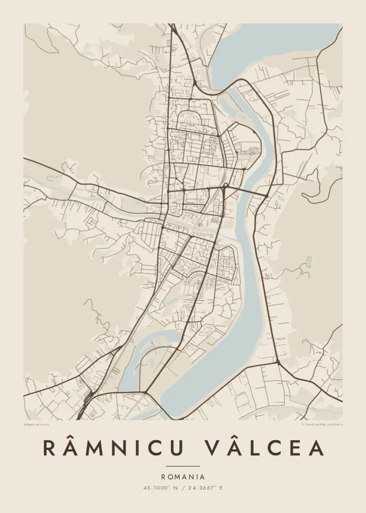 Râmnicu Vâlcea map poster — Sand