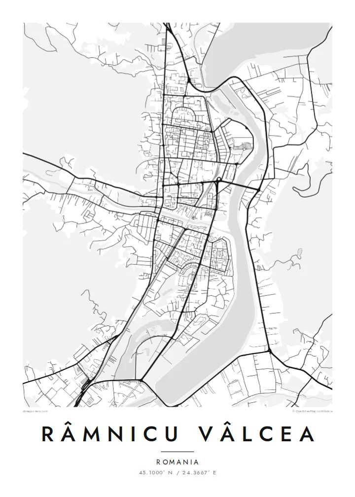 Râmnicu Vâlcea map poster — Classic
