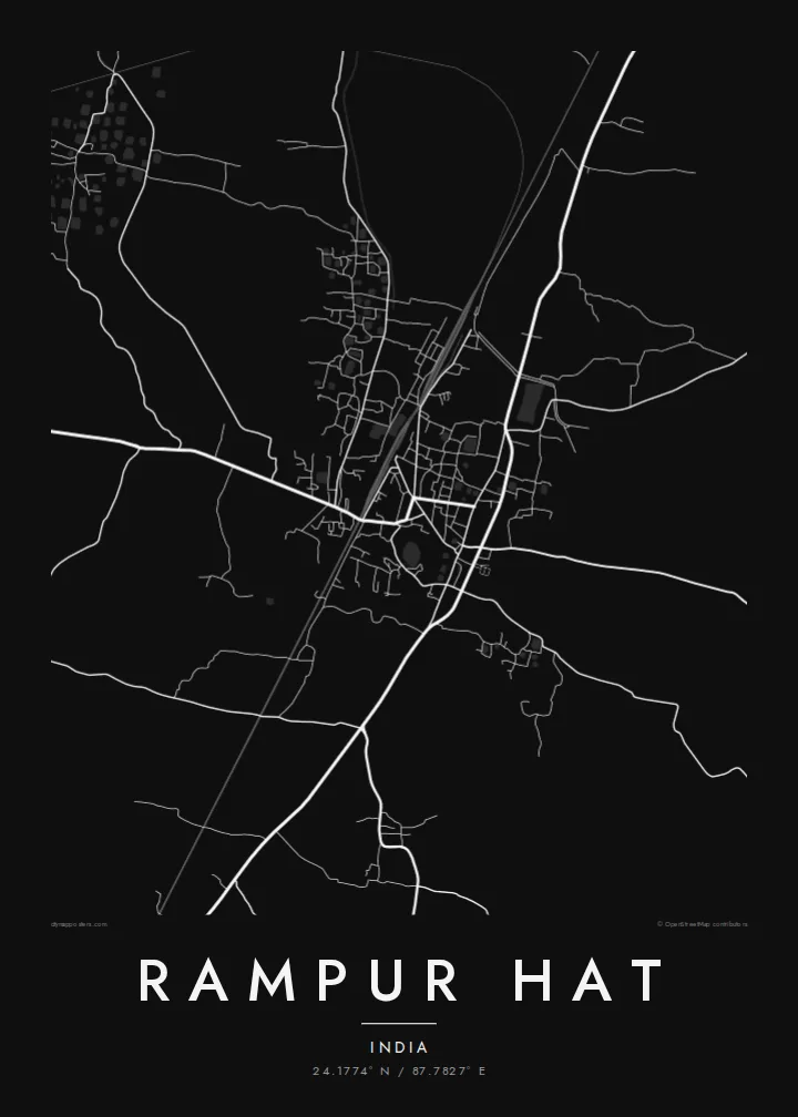 Rampur Hat map poster — Noir style