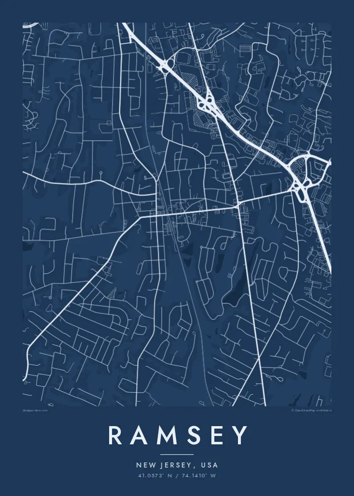 Ramsey map poster — Blueprint style