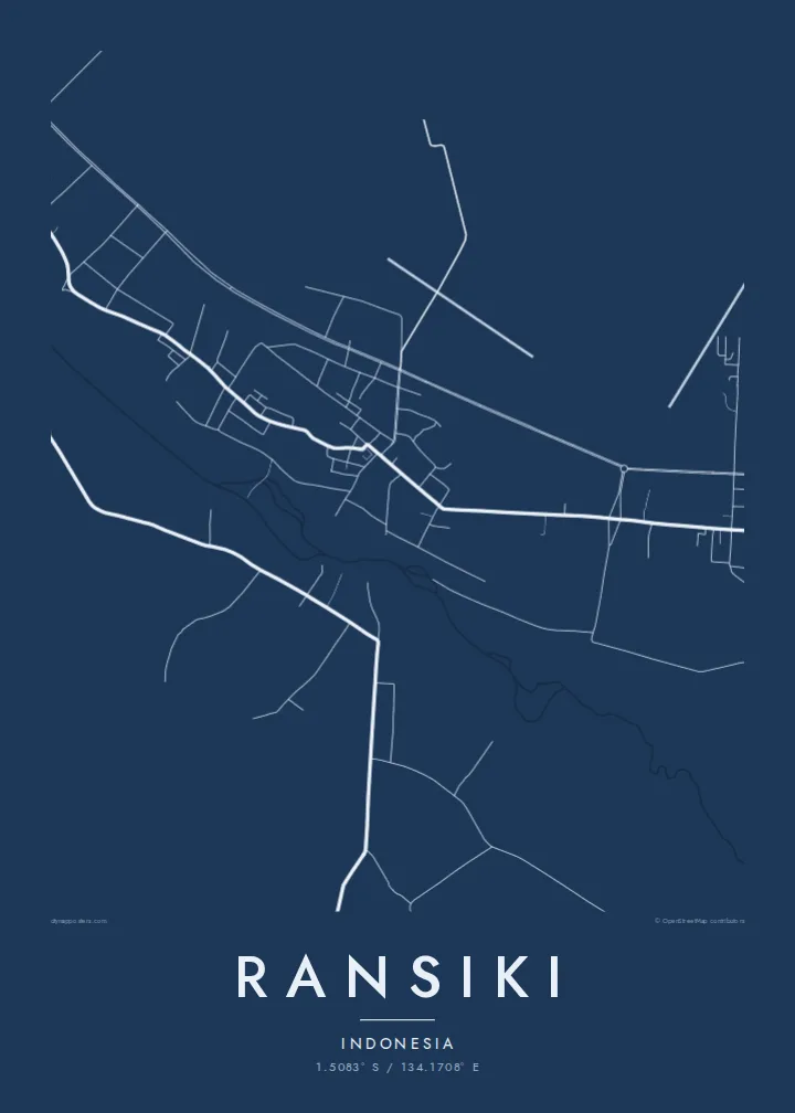 Ransiki map poster — Blueprint style