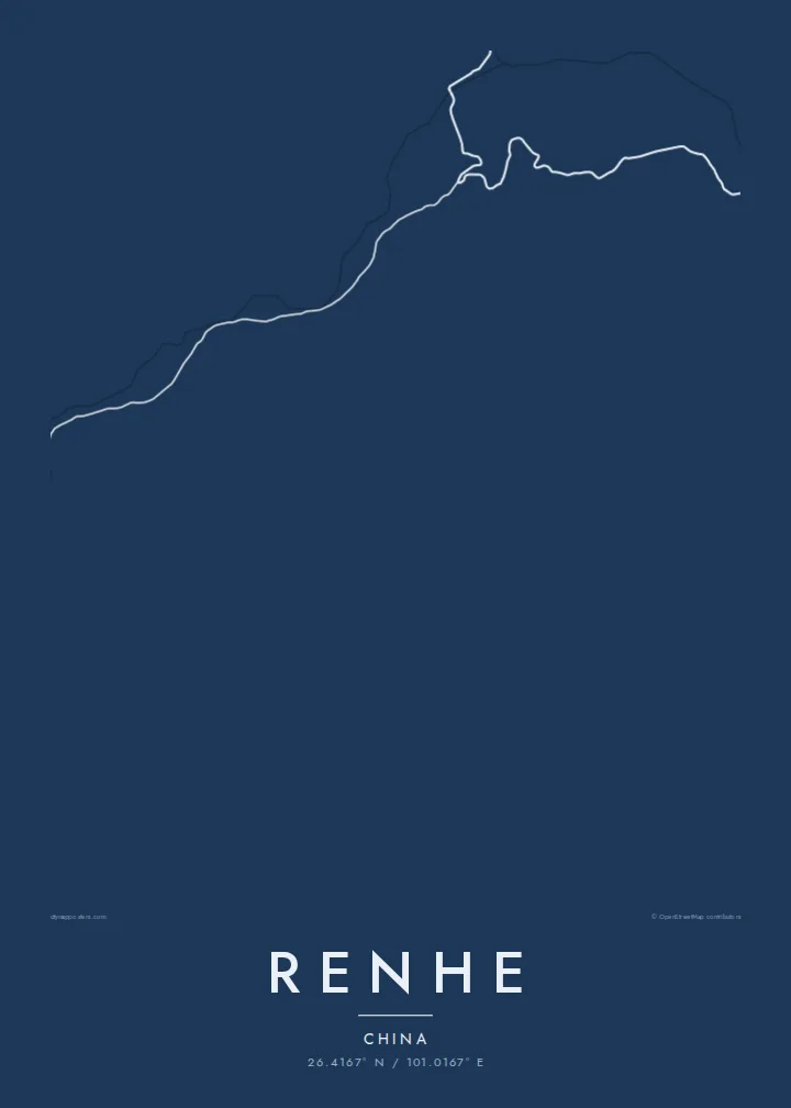 Renhe map poster — Blueprint style