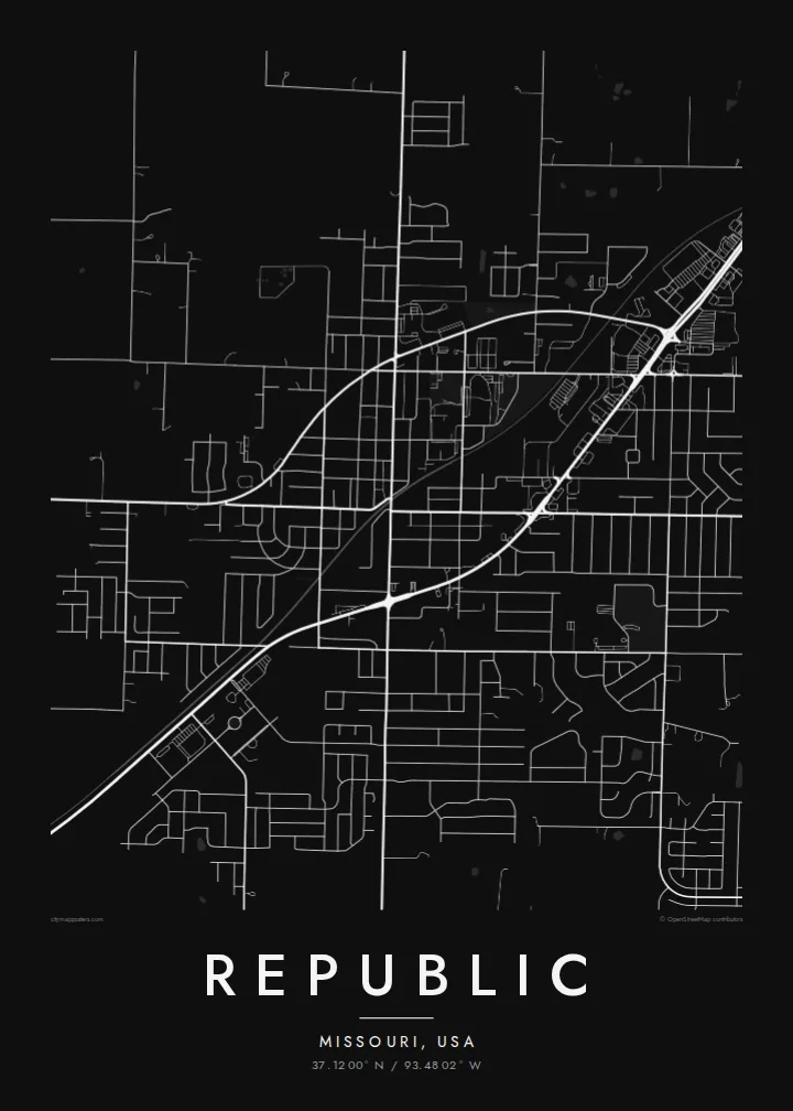 Republic map poster — Noir