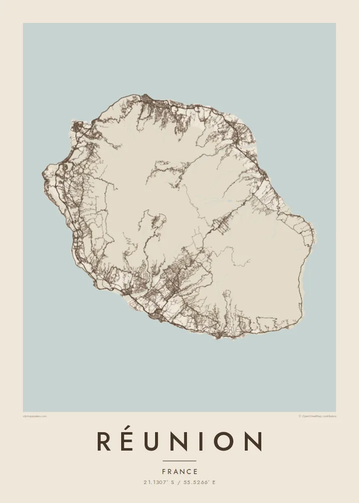 Réunion map poster — Sand