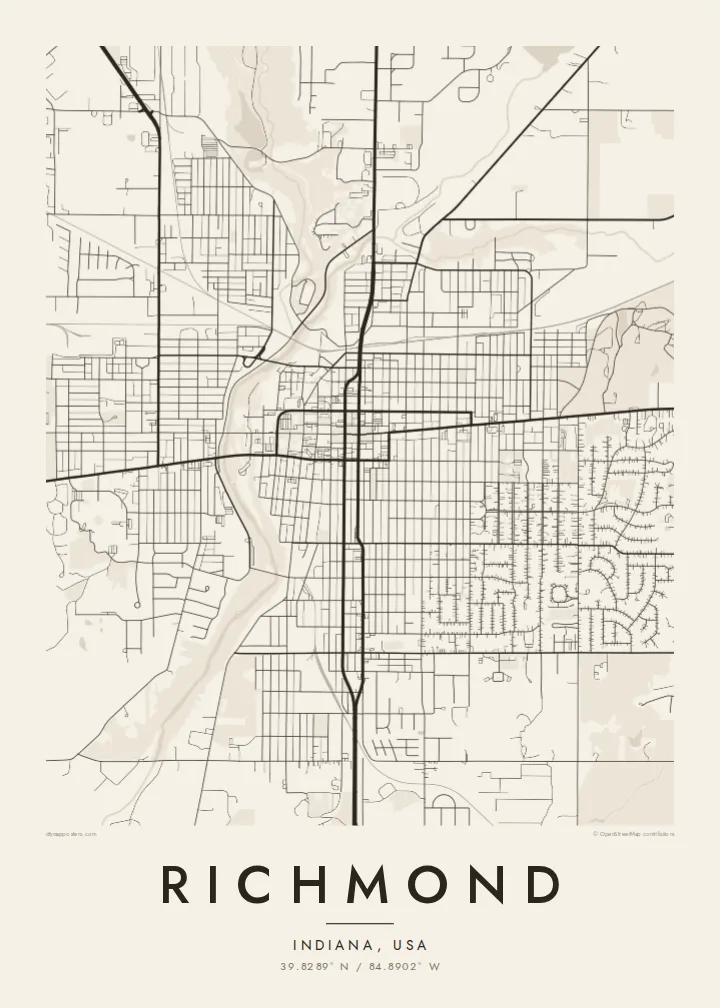Richmond map poster — Paper style