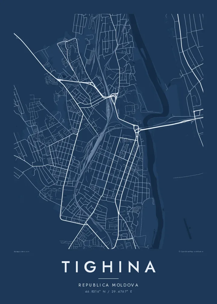 Poster hartă Tighina — Blueprint