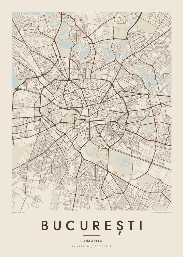 Poster hartă București — Sand