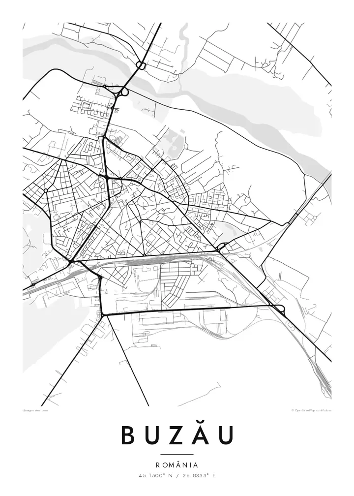 Poster hartă Buzău — Classic