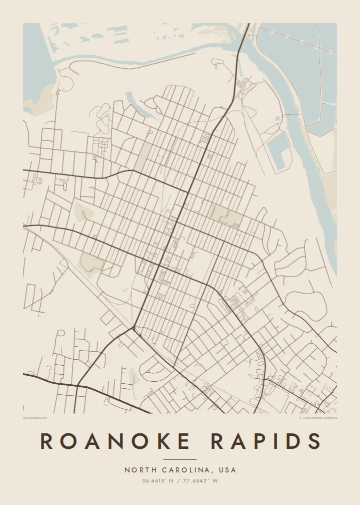 Roanoke Rapids map poster — Sand