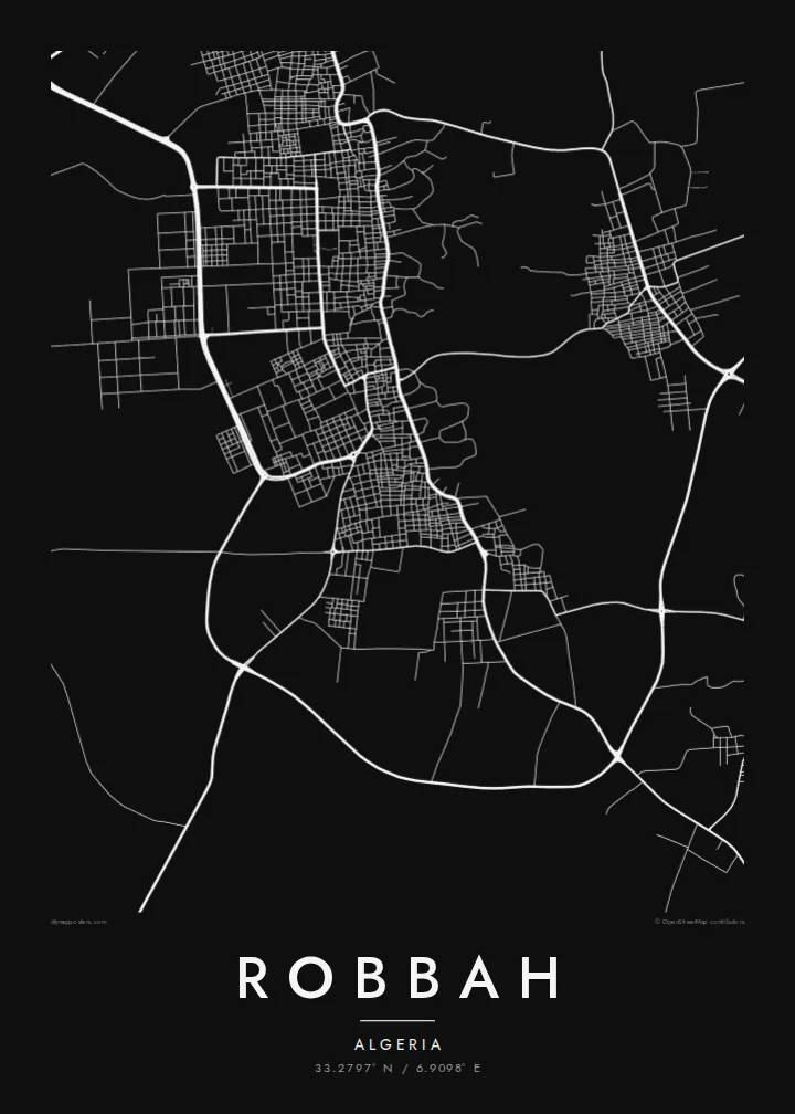 Robbah map poster — Noir