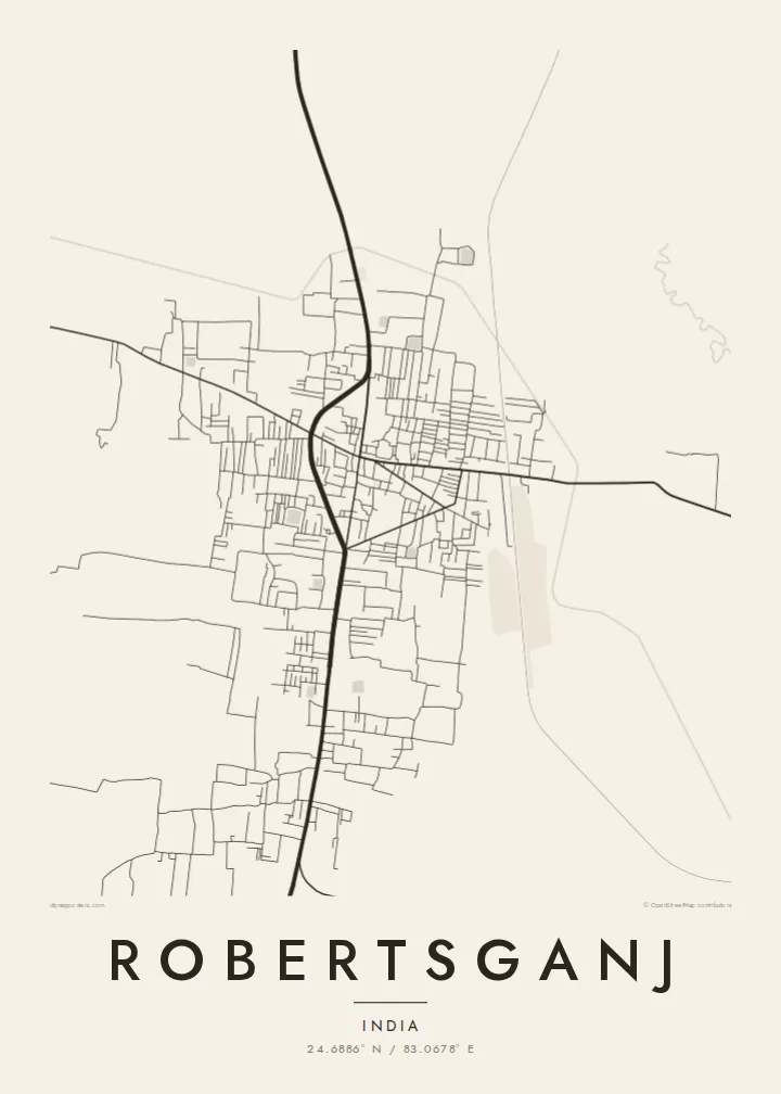 Robertsganj map poster — Paper style