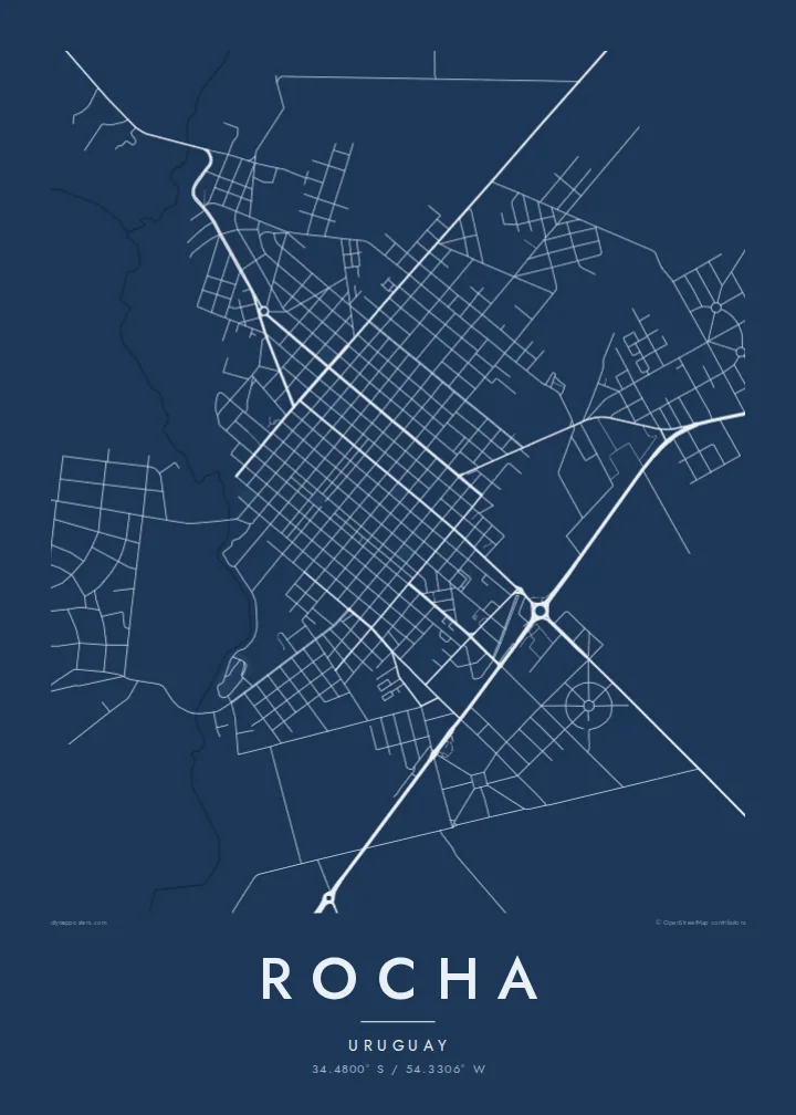 Rocha map poster — Blueprint style