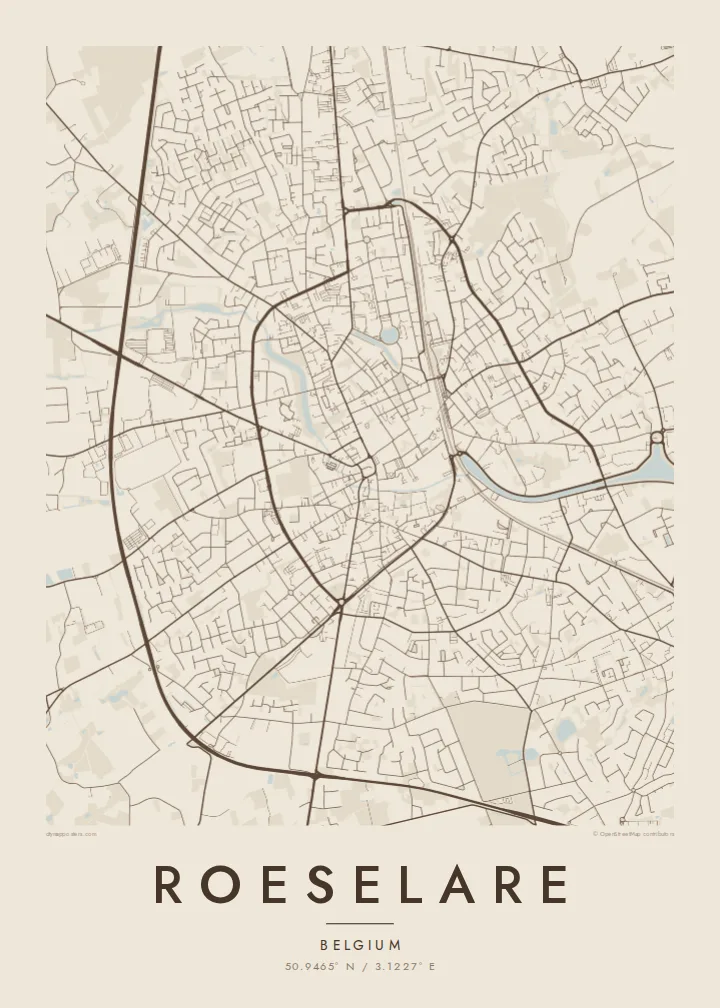 Roeselare map poster — Sand
