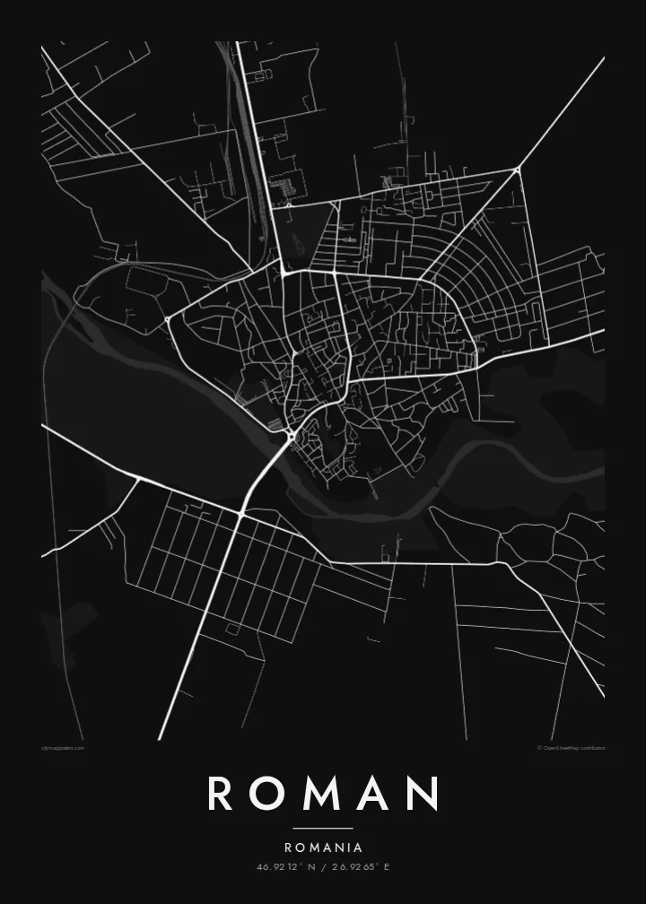 Roman map poster — Noir style