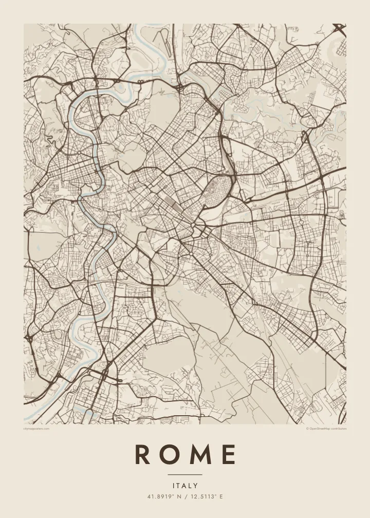 Rome map poster — Sand